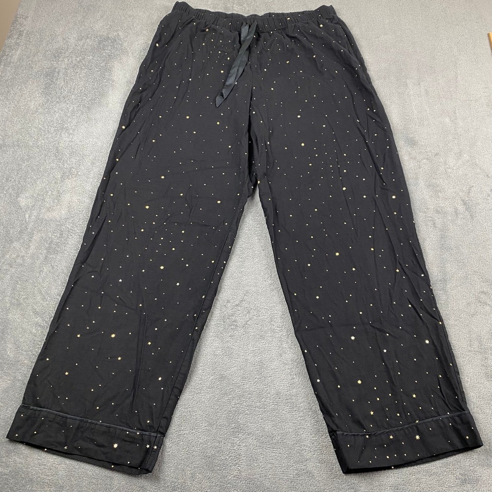 Victoria's Secret Women L Pajama Pants Black Gold Star Celestial Pockets